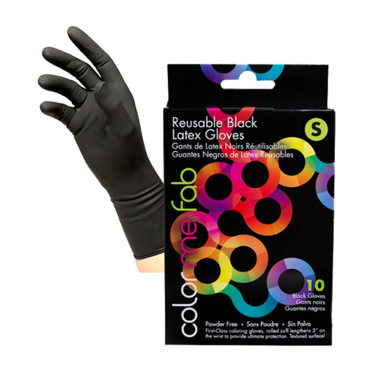 Reusable Black Latex Gloves 10pc:FRAMAR
